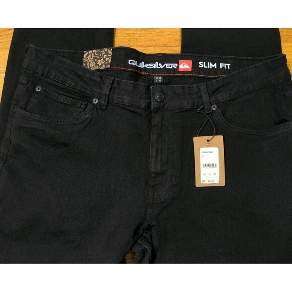 New Men's Quiksilver Stretch Tech Woven Slim Fit Pants Jeans Black Onyx 38X32 - Picture 5 of 13